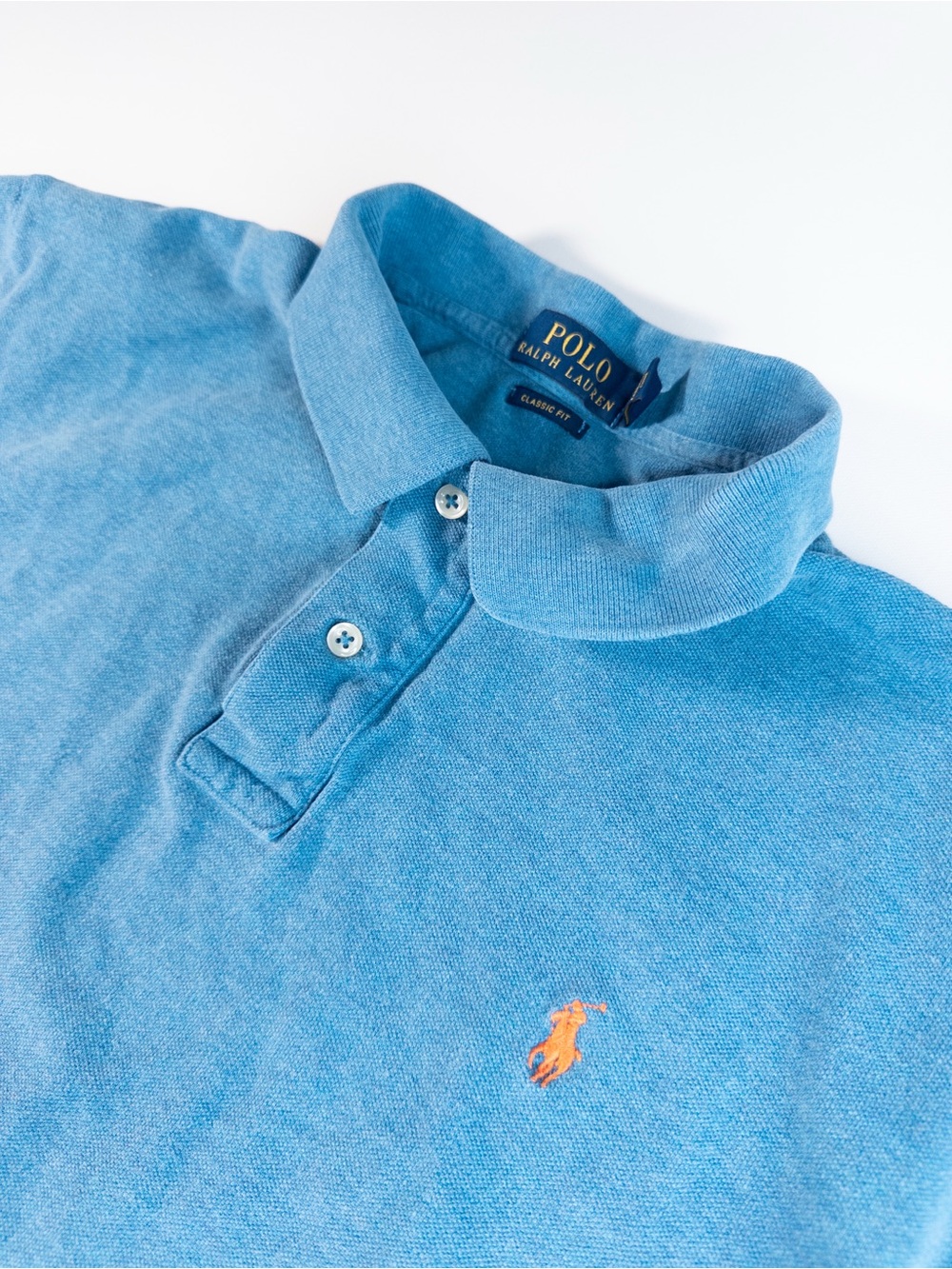 Polo by Ralph Lauren Light‎ Blue Polo Shirt with Orange Logo